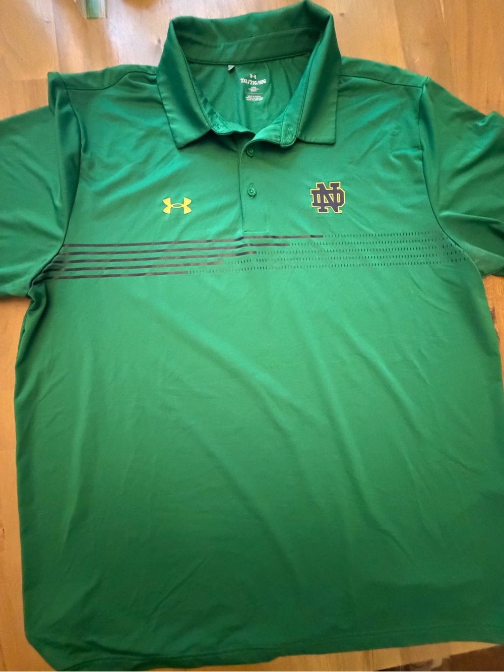 Under Armour Men's Green Polo with Notre Dame Logo